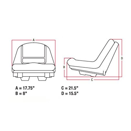 AI Products Deluxe High Back Seat for John Deere Riding Mower Lawn Tractor Models G110, L100, L105, L107, L110, L118, L120, L130, 135, 145